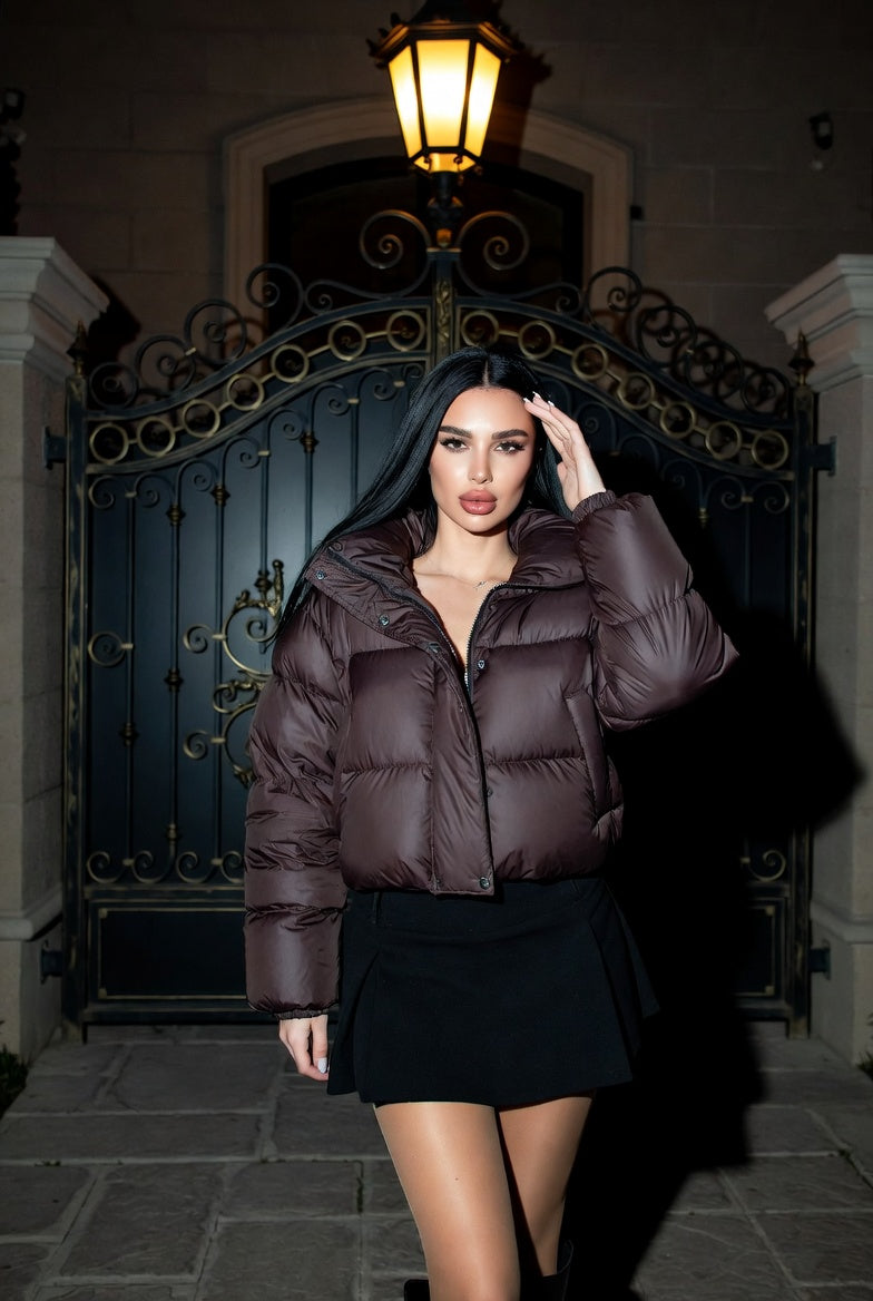 Manteau marron chocolat cropped